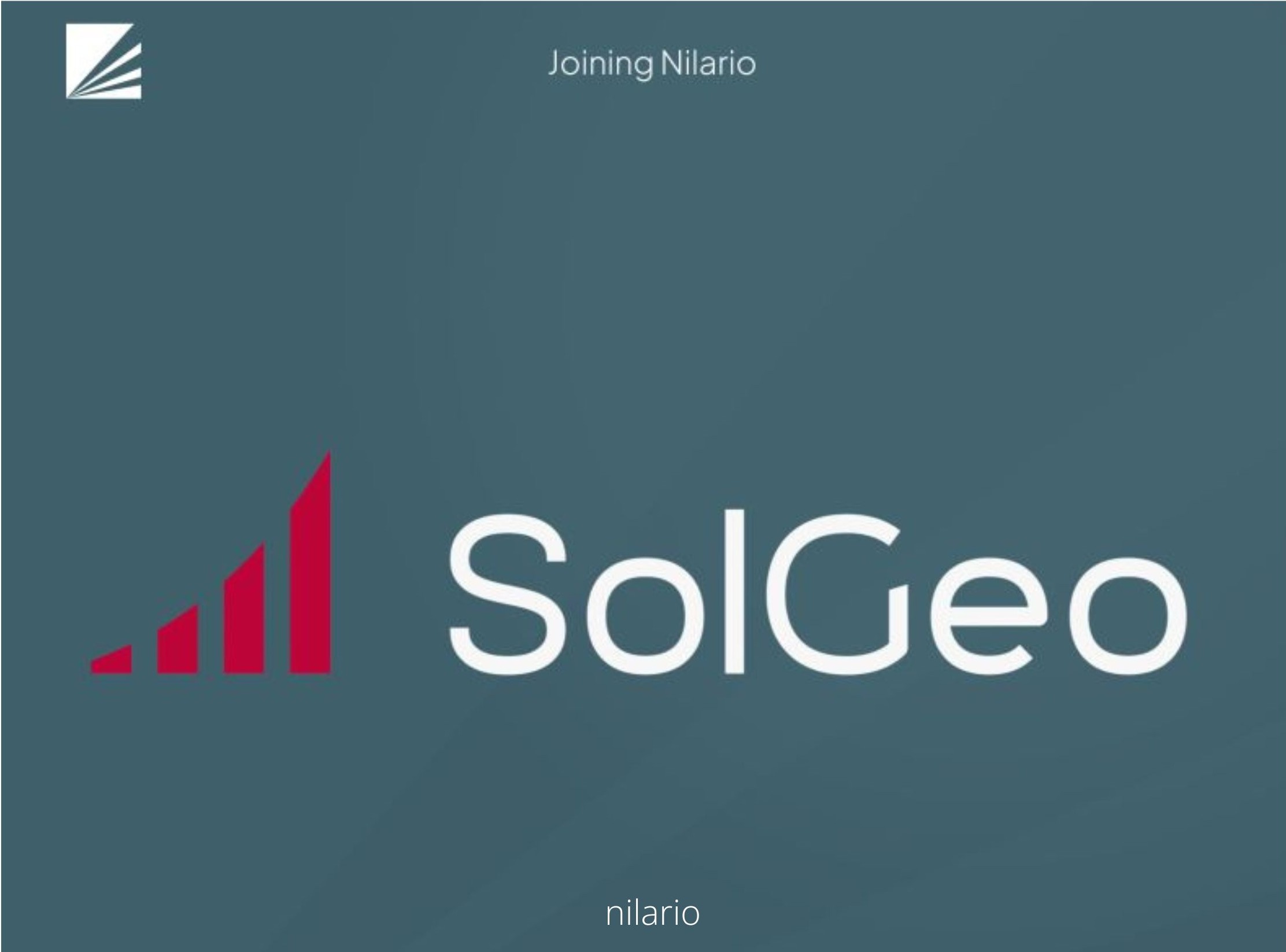 Solgeo joins the Nilario Group to accelerate technological expansion in global markets.